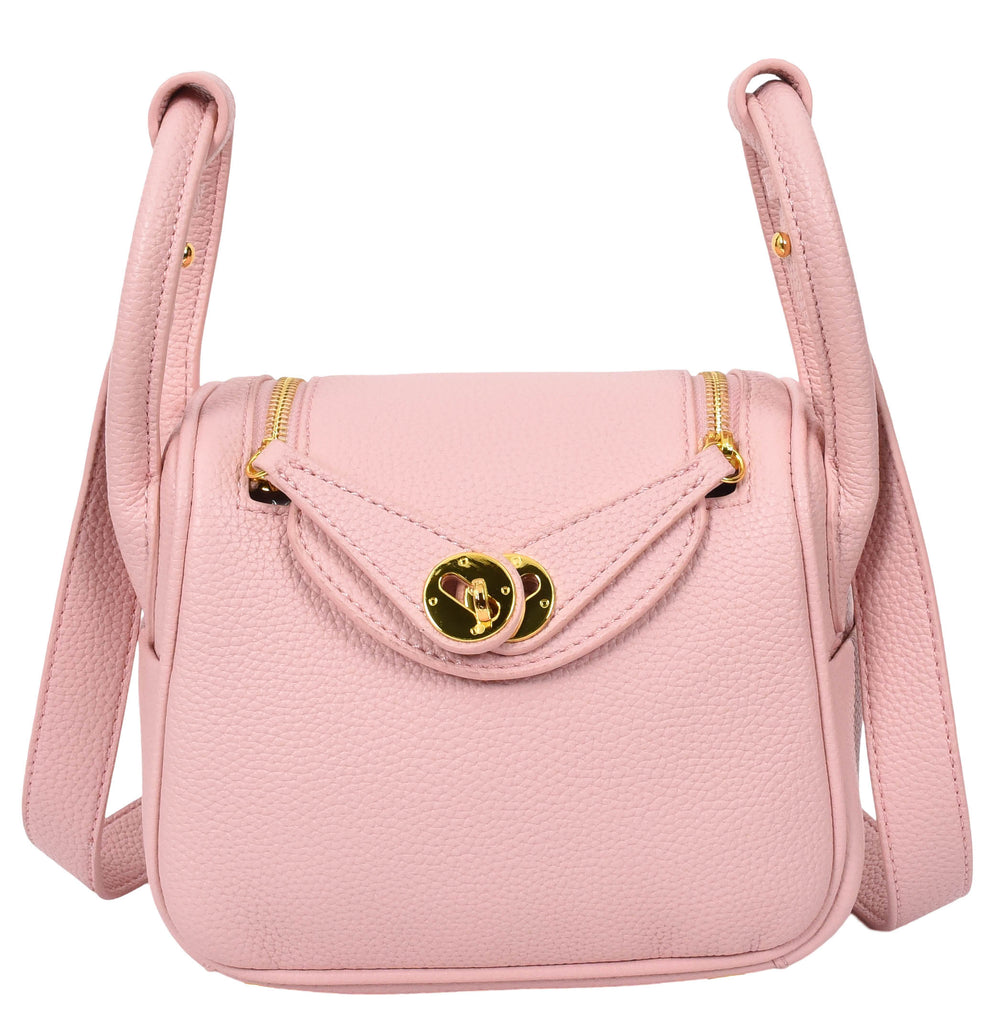 Regina Women's Faux Leather Mini Shoulder Strap Bag Pink-3