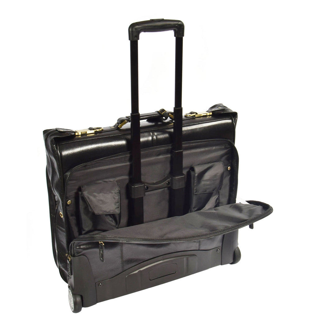 DR641 Real Leather Business Suit Carrier With Wheels Black 3