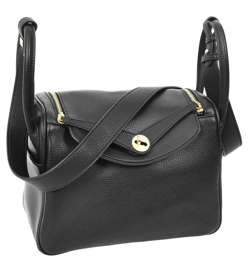 Iqaluit Women's Faux Leather Large Shoulder Strap Bag Black-3