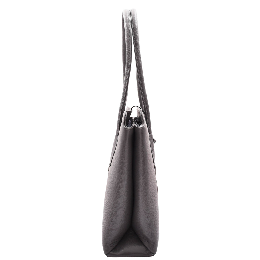 DR590 Women's Stylish Zip Opening Tote Large Shoulder Bag Grey 3