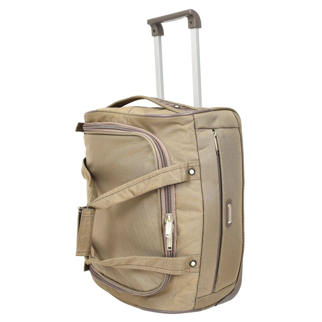 DR638 Weekend Travel Mid Size Bag Wheeled Holdall Duffle Beige 1