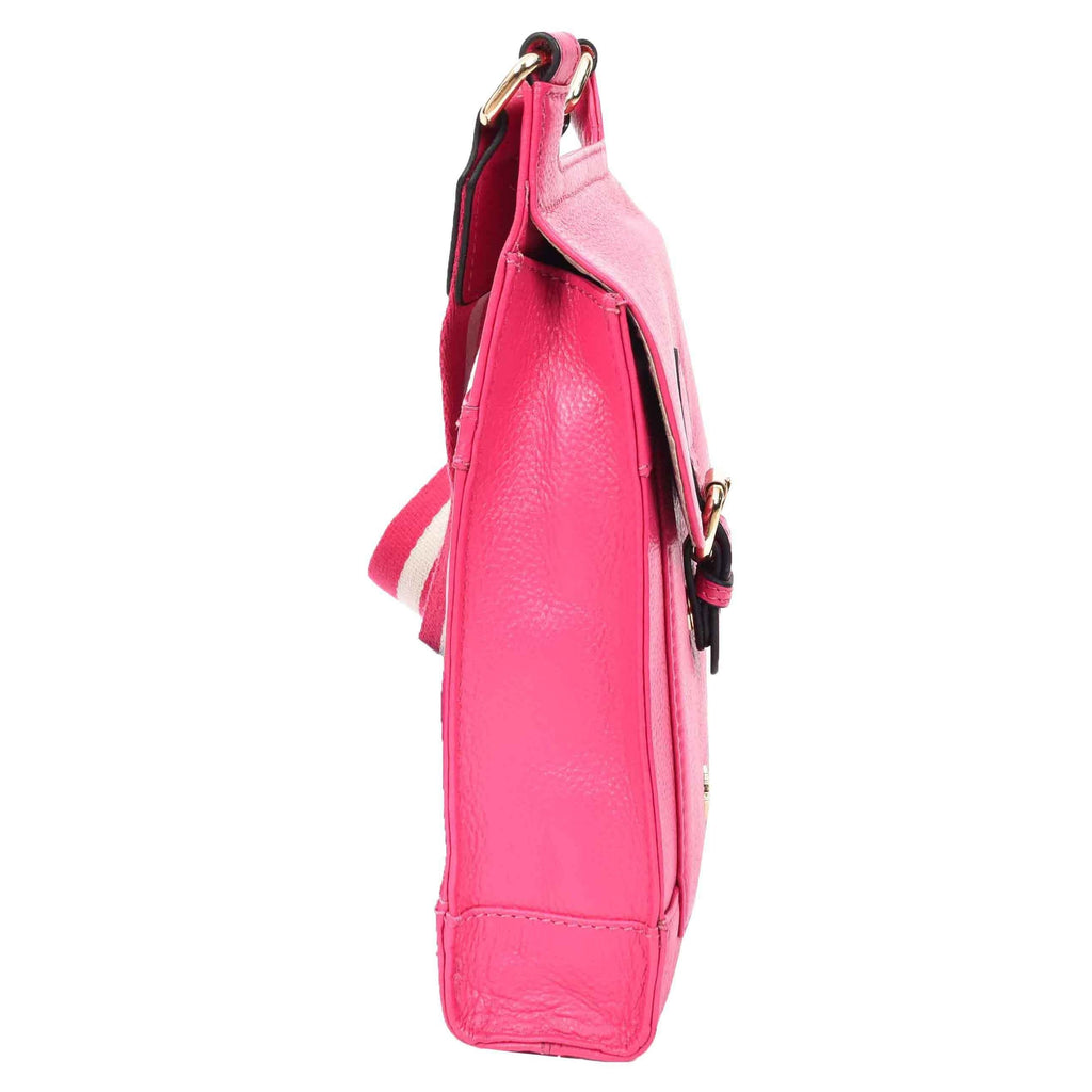 DR685 Ladies Real Leather Travel Messenger Bag Pink 4