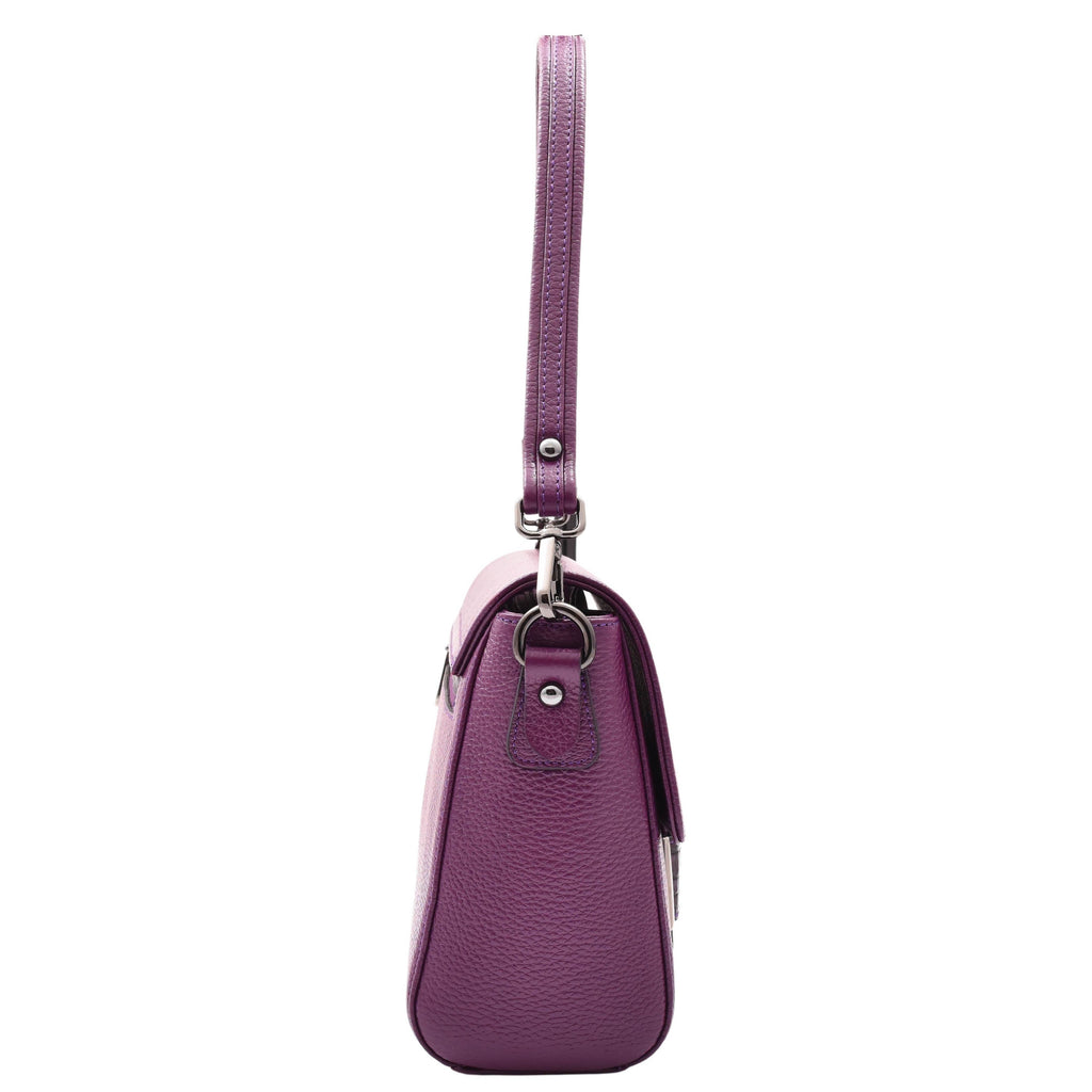 DR582 Women's Leather Adjustable Shoulder Strap Messenger Bag Purple 3