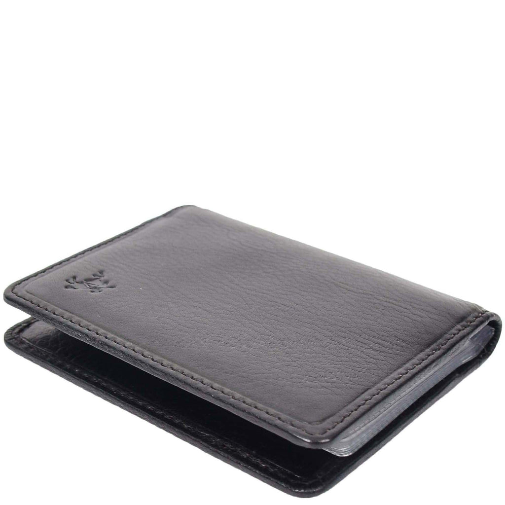 DR665 Men's Slim Real Leather Wallet RFID Credit Cards Holder Black 4