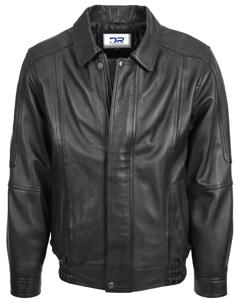 DR107 Men's Leather Classic Blouson Jacket Black 2