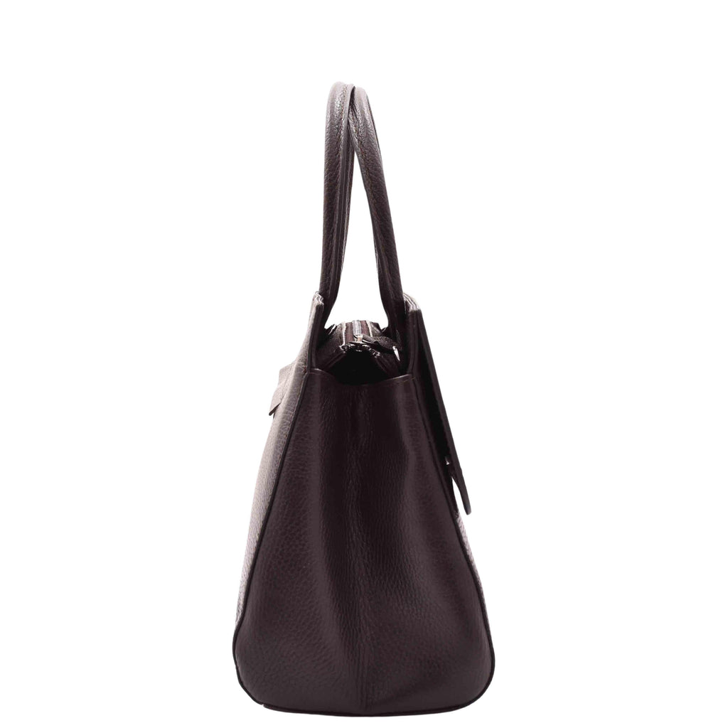 DR580 Women's Genuine Leather Long Strap Croc Print Handbag Brown 3