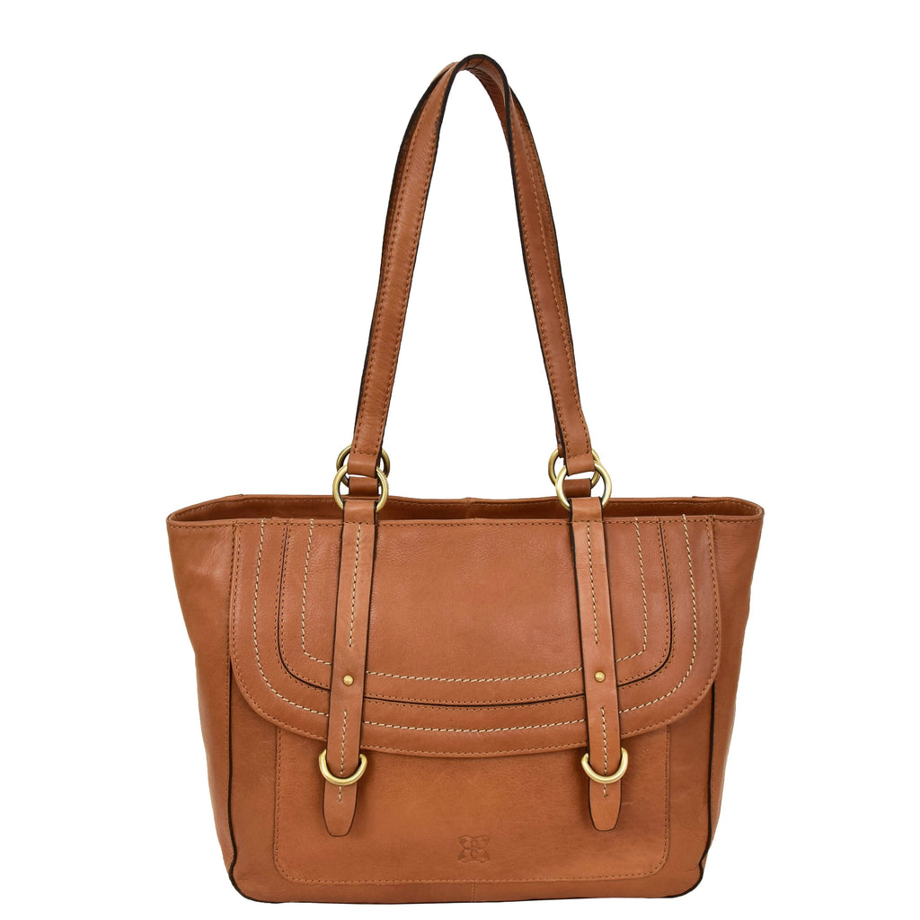 DR591 Women's Soft Leather Large Size Shopper Bag Tan 3