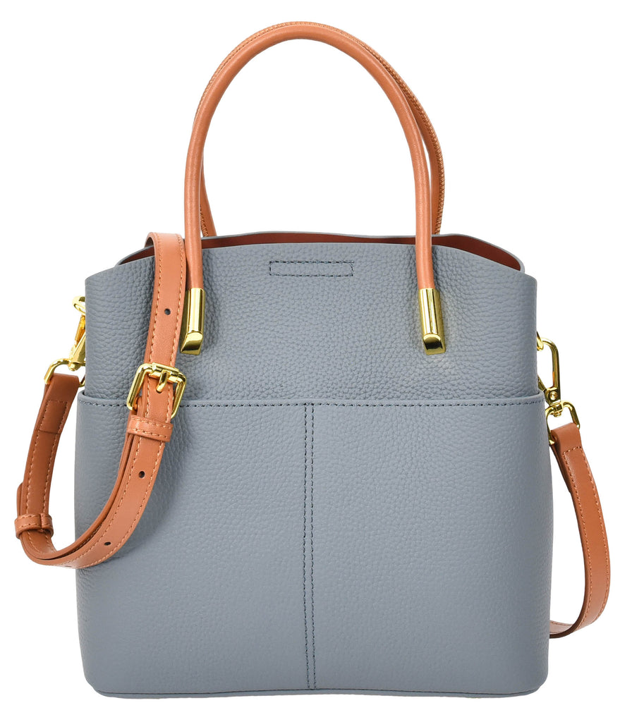 Winnipeg Women Leather Top Handle Shoulder Bag Sky Blue-3