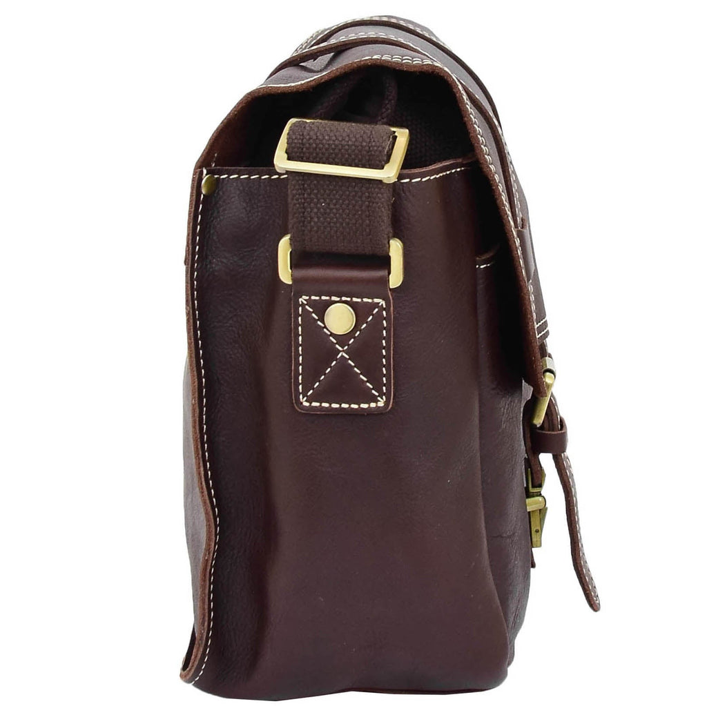 DR652 Genuine Leather Cross Body Camera Organiser Bag Brown 3