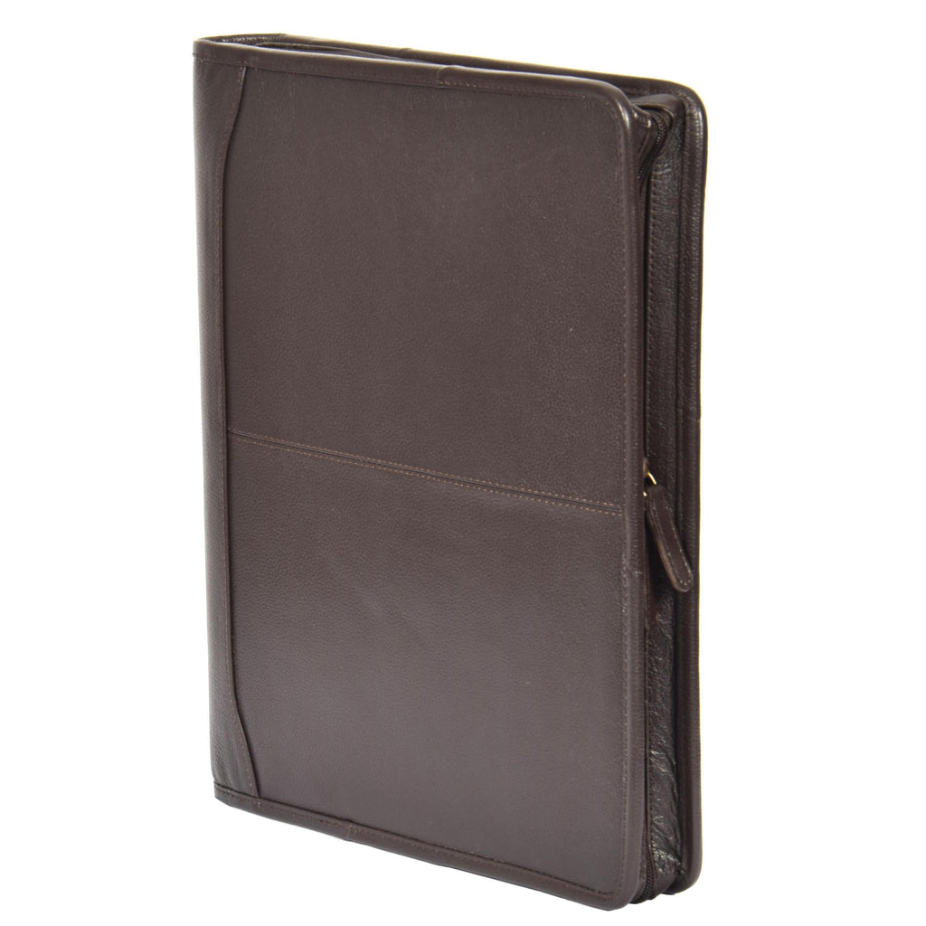 DR604 Leather Zip-Around Portfolio With Removable Metal Ring Binder Brown 3