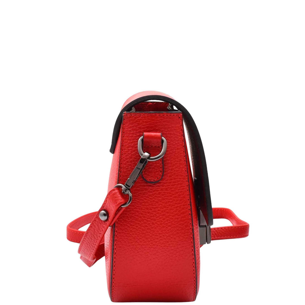 DR578 Women's Genuine Leather Small Sized Cross Body Bag Red 3