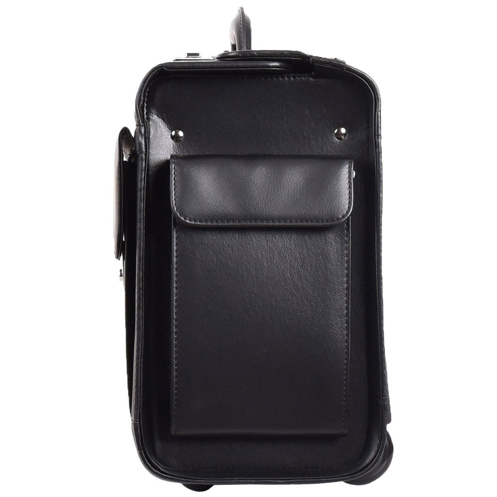 DR688 Leather Cabin Size Travel  Flight Carry Bag Black 6