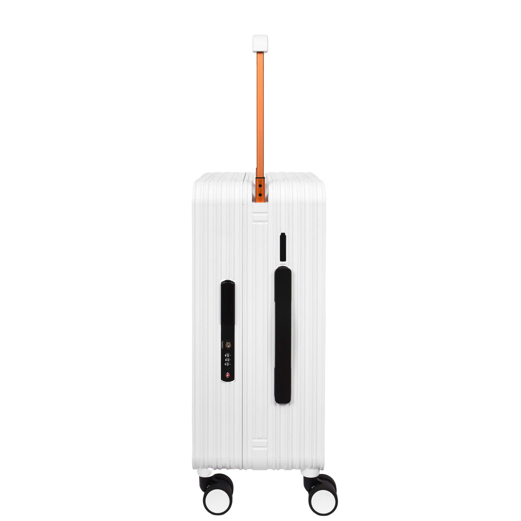 DR698 Cabin Size USB Port Suitcase Four Wheels Hard Shell Smart Luggage White-3