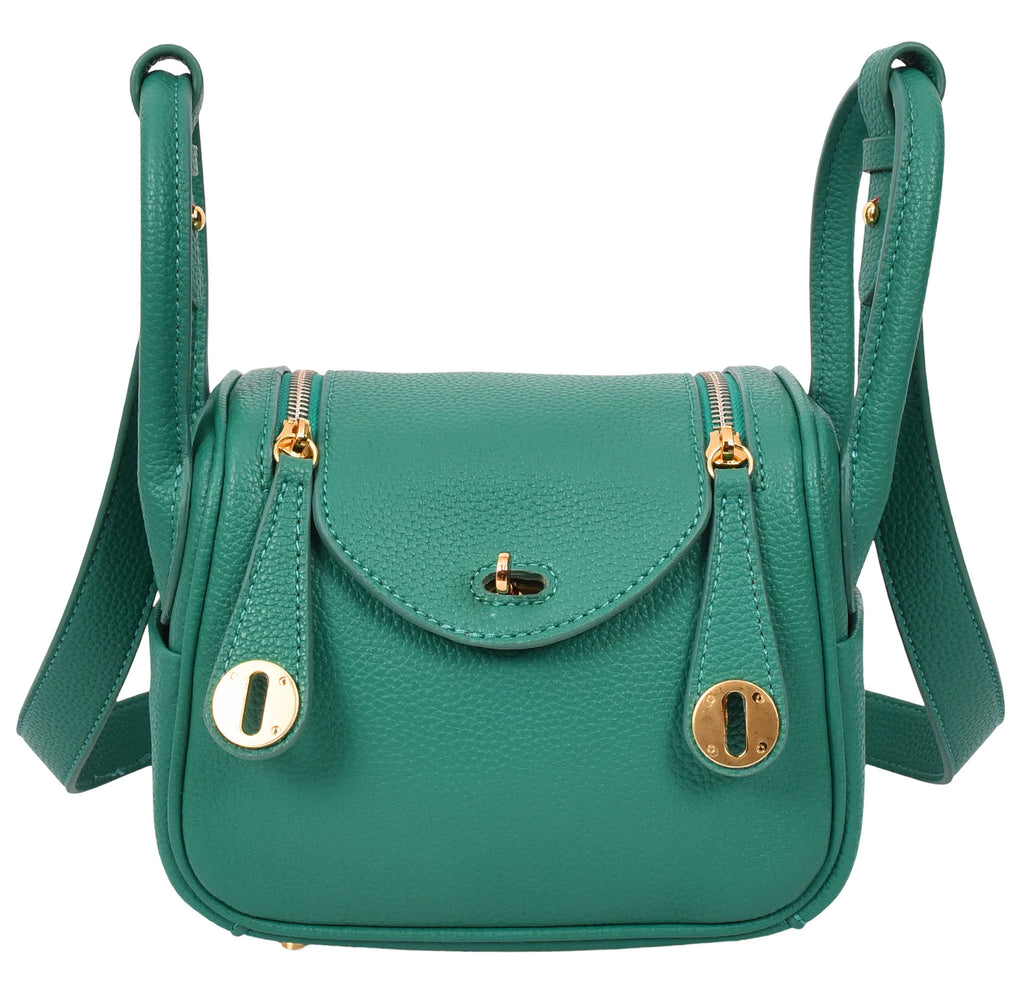 Regina Women's Faux Leather Mini Shoulder Strap Bag Green-3