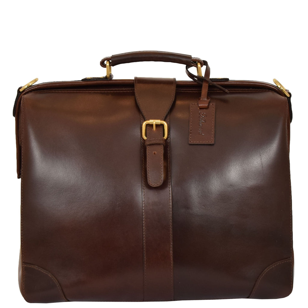 DR601 Men's Classic Leather Cross Body Doctors Briefcase Bag Brown 3