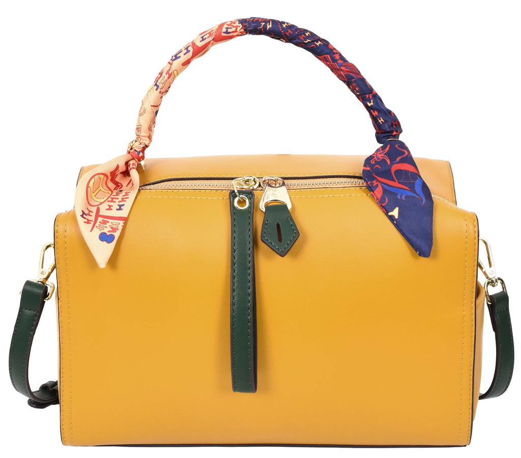 Aaliyah Women's  Faux Leather Barrel-Shaped Shoulder Handbag Yellow-2