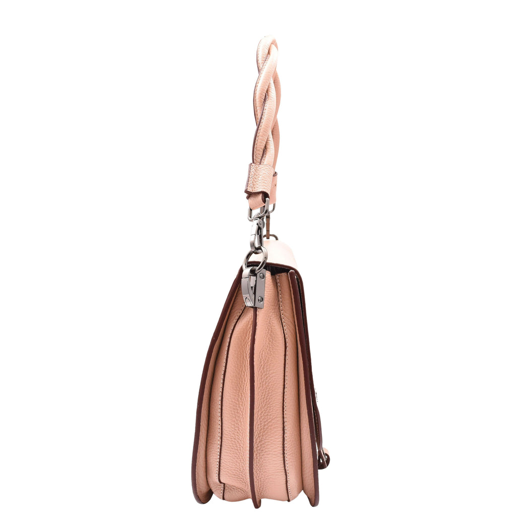 DR581 Women's Real Leather Twist Handle Shoulder Bag Rose 3