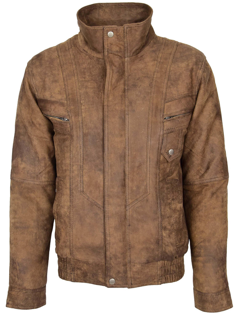 DR109 Men's Leather Nubuck Classic Brown Jacket 3