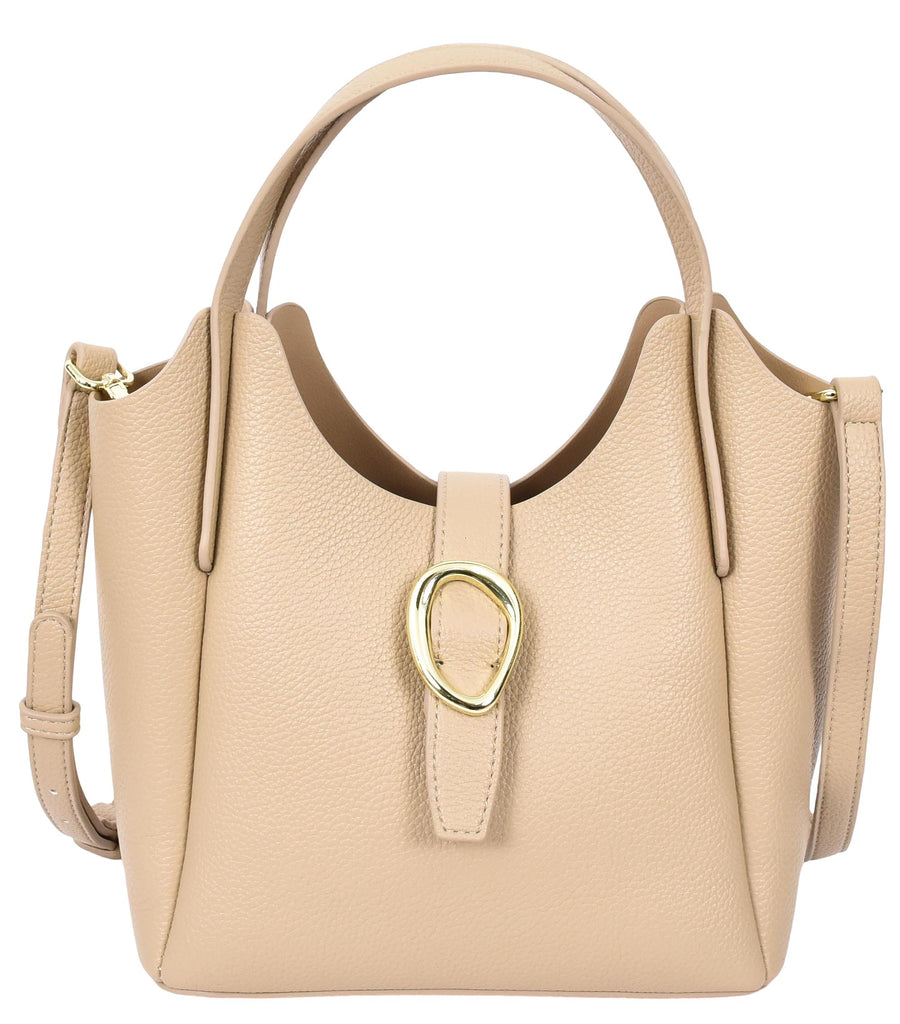 Montreal  Women's Small Faux Leather Shoulder Handbag Beige-3