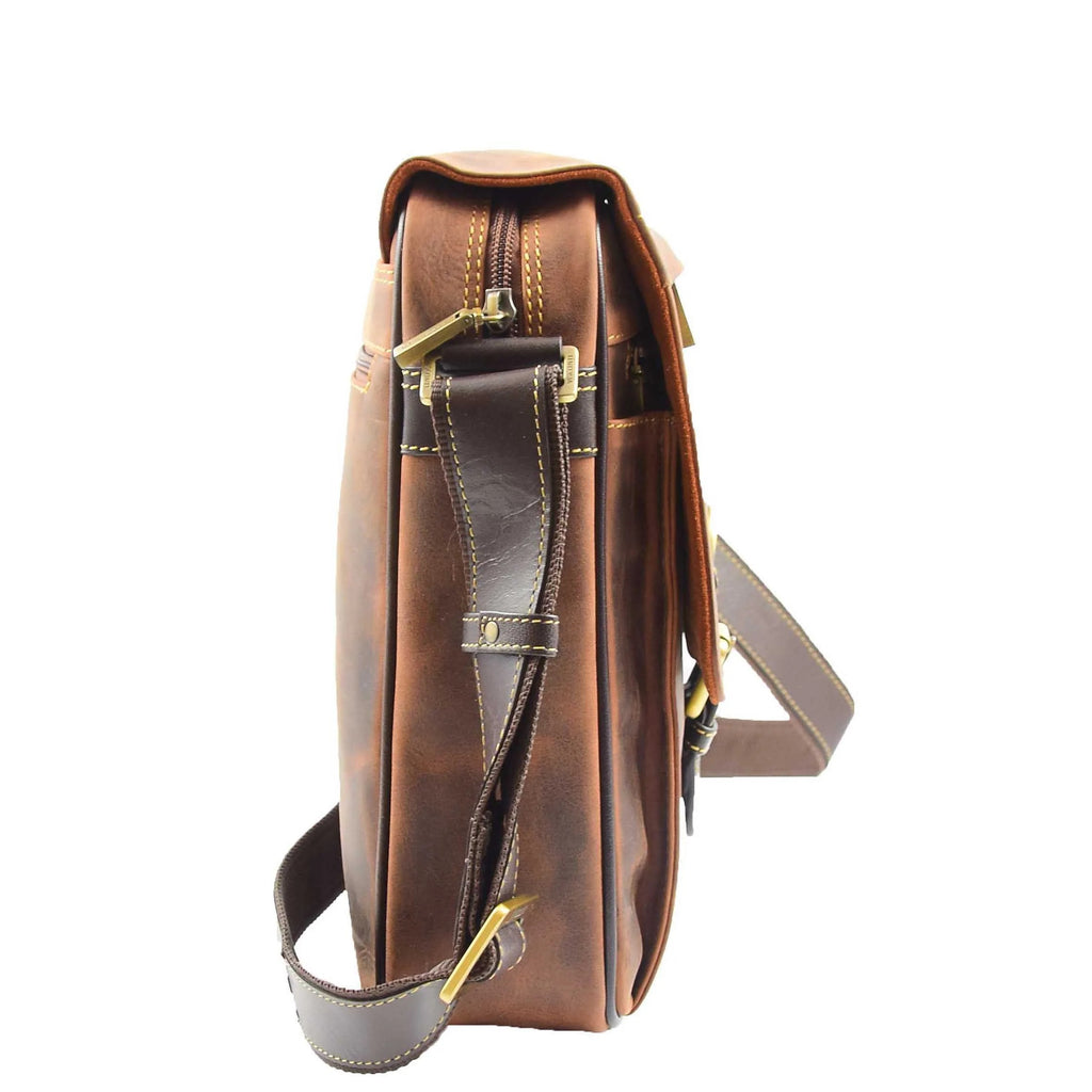DR374 Men's Leather Cross Body Shoulder Bag Tan 4