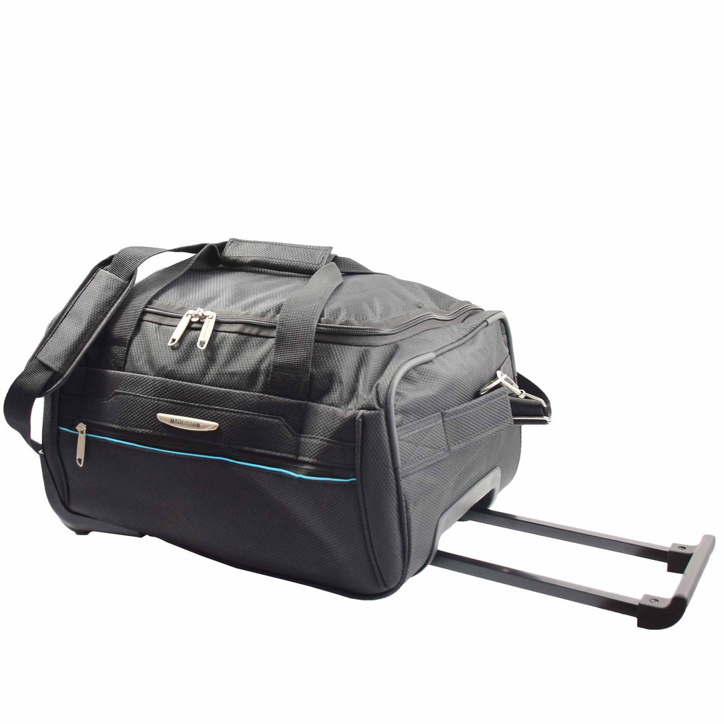 DR638 Weekend Travel Mid Size Bag Wheeled Holdall Duffle Black 7