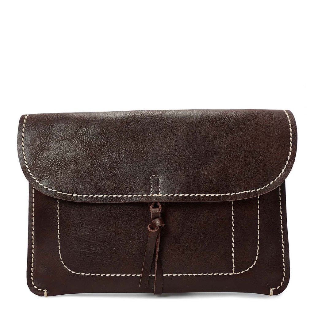 DR605 Real Leather Small Pouch A5 Size Clutch Bag Brown 3