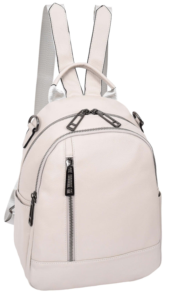 Calgary Women's Organiser Genuine Leather Backpack Off White-3