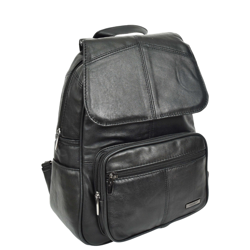 DR671 Women's Organiser Bag Genuine Leather Backpack Black 3