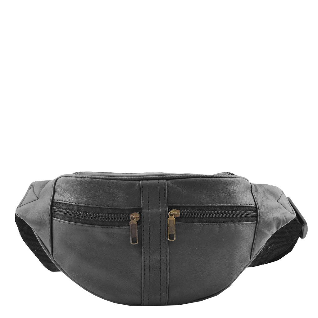 DR620 Real Leather Bum Bag Belt Pack Black 3