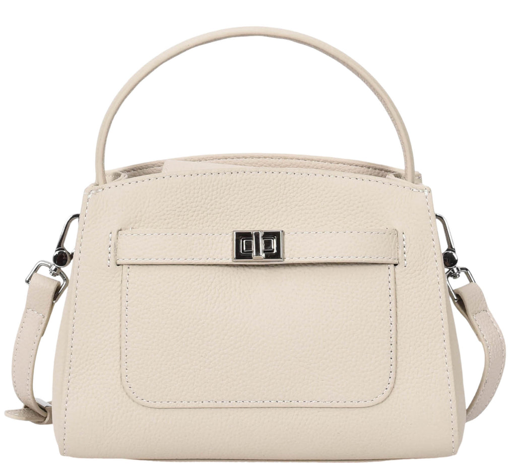 Halifax Women Small Leather Top Handle Shoulder Handbag  Off white-3