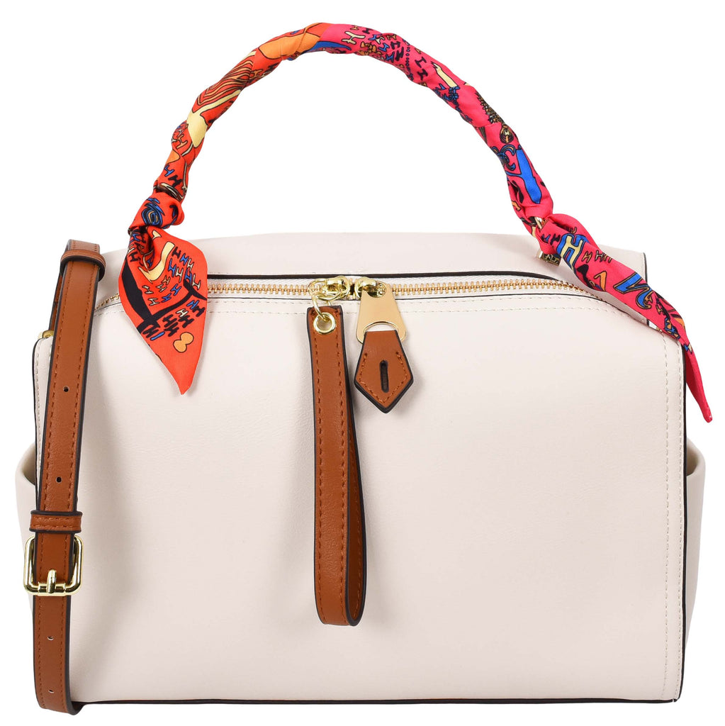 Aaliyah Women's  Faux Leather Barrel-Shaped Shoulder Handbag White-3