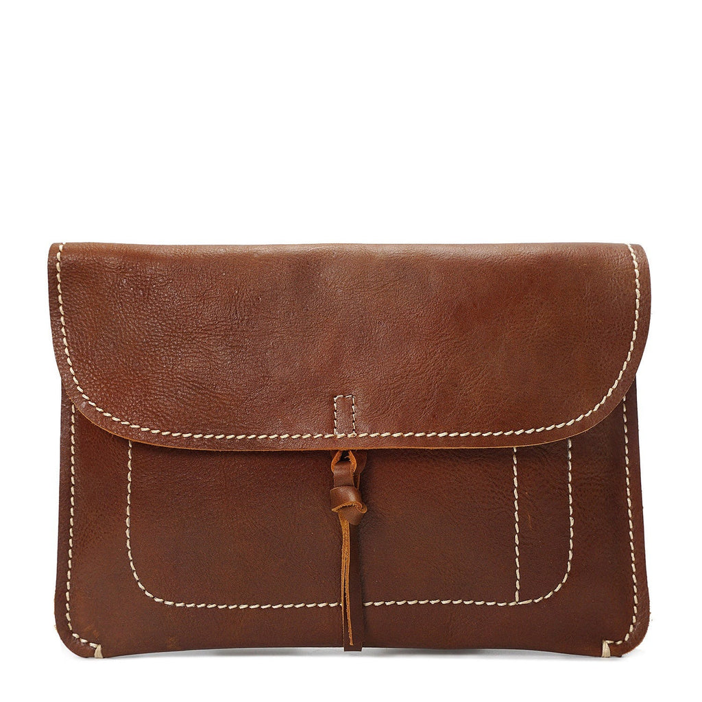 DR605 Real Leather Small Pouch A5 Size Clutch Bag Tan 3