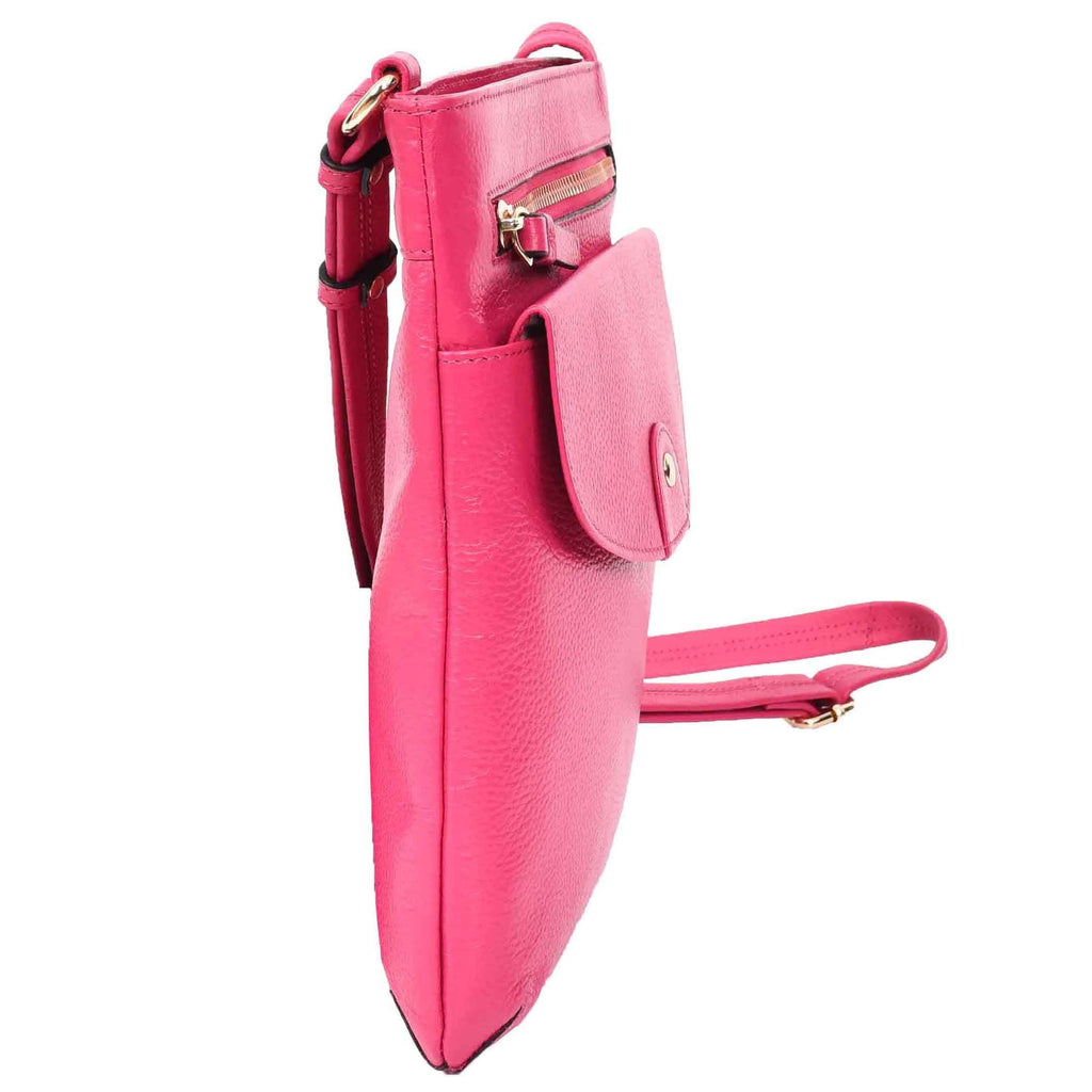 DR686 Ladies Leather Cross Body Sling Bag Pink 7