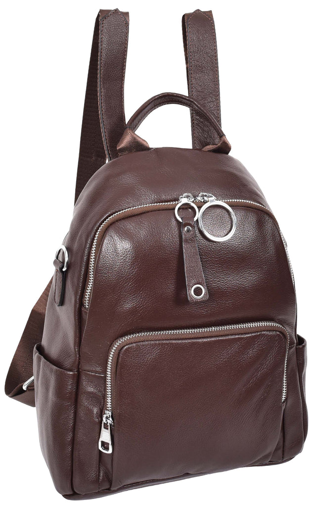 Vancouver Women's Genuine Leather Casual Organiser Backpack Coffee-3