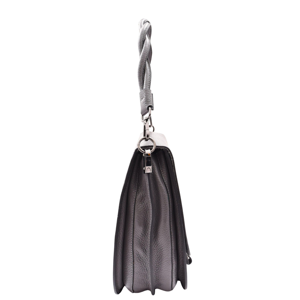 DR581 Women's Real Leather Twist Handle Shoulder Bag Grey 3