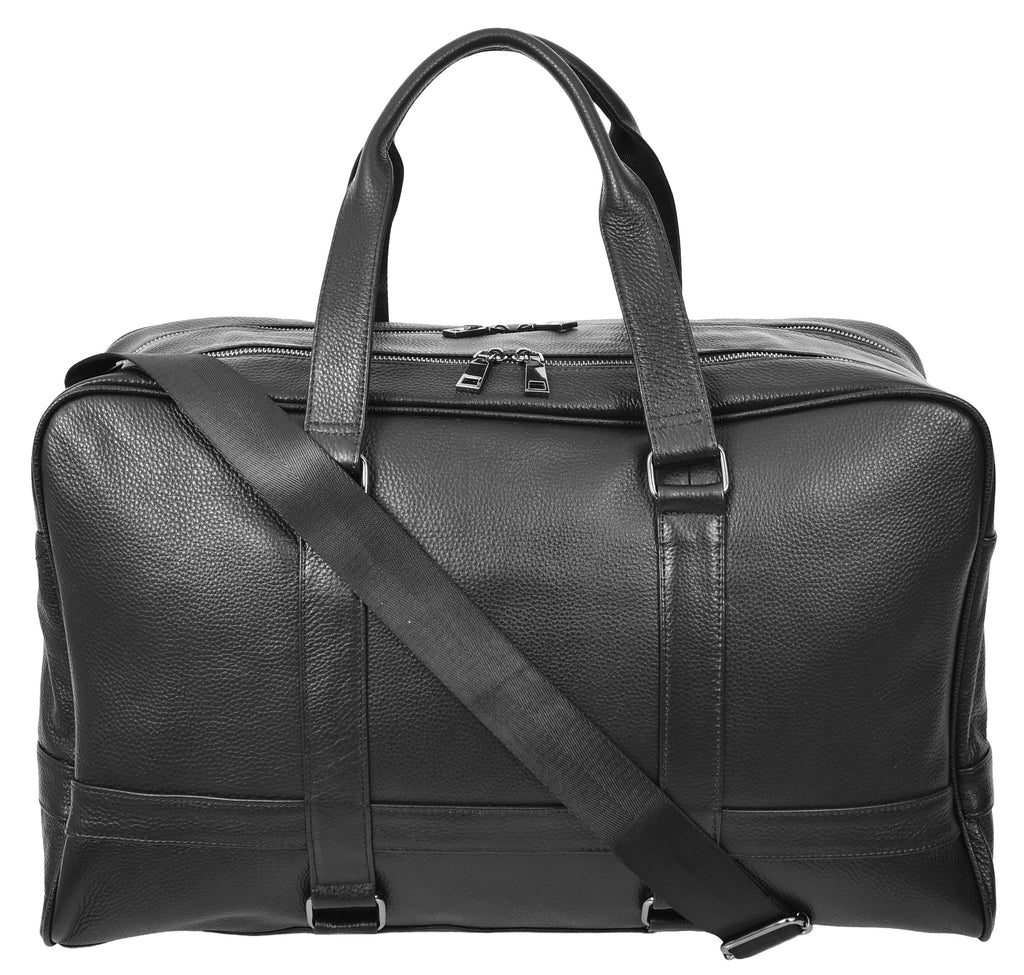 Alexis Leather Large Classic Weekend Travel Holdall Bag Black-3