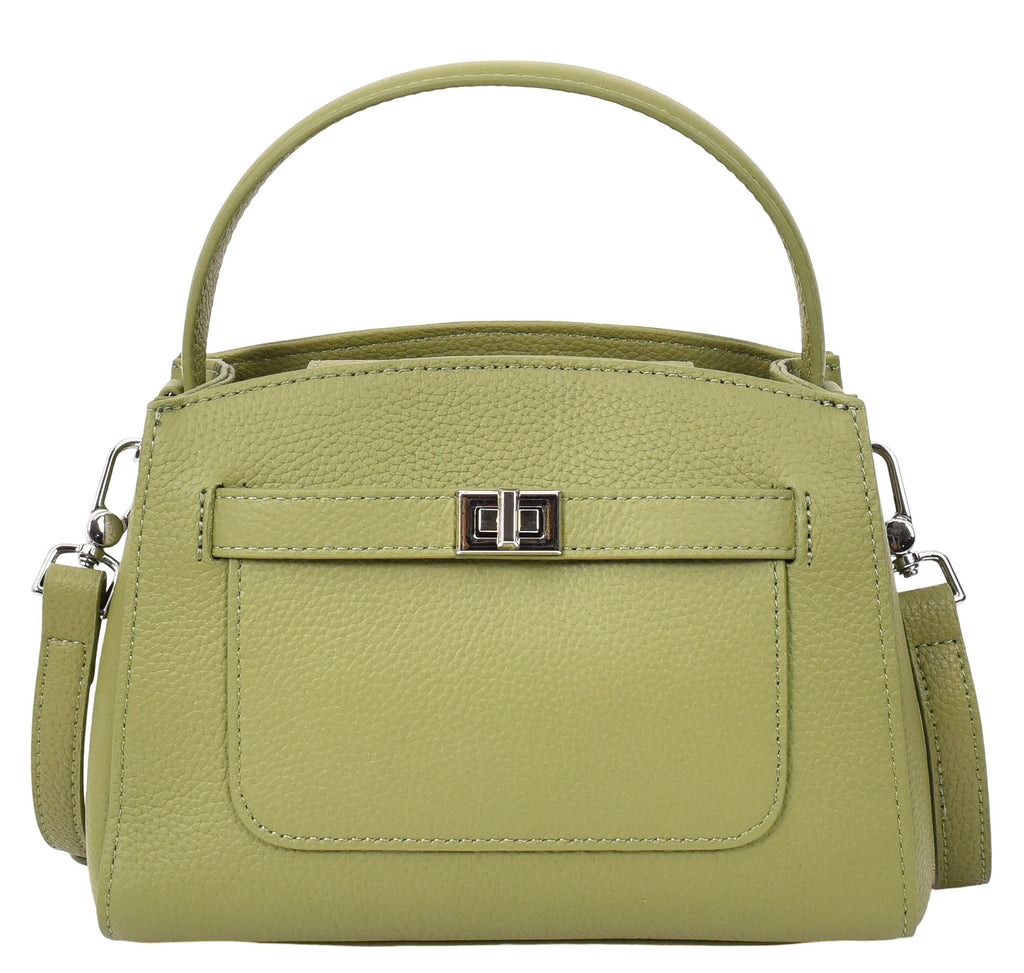 Halifax Women Small Leather Top Handle Shoulder Handbag  Olive-3