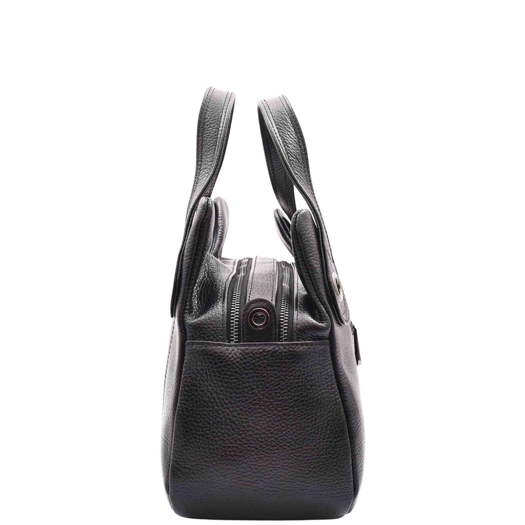 DR587 Women's Small Handbag Textured Leather Shoulder Bag Black 3
