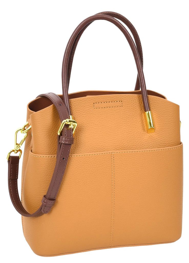 Winnipeg Women Leather Top Handle Shoulder Bag Tan-3