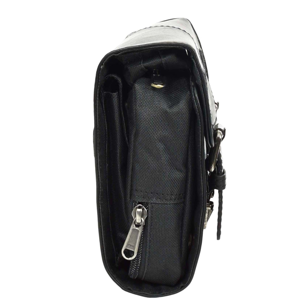 DR666 Genuine Cow Waxed Leather Toiletry Wash Bag Black 3