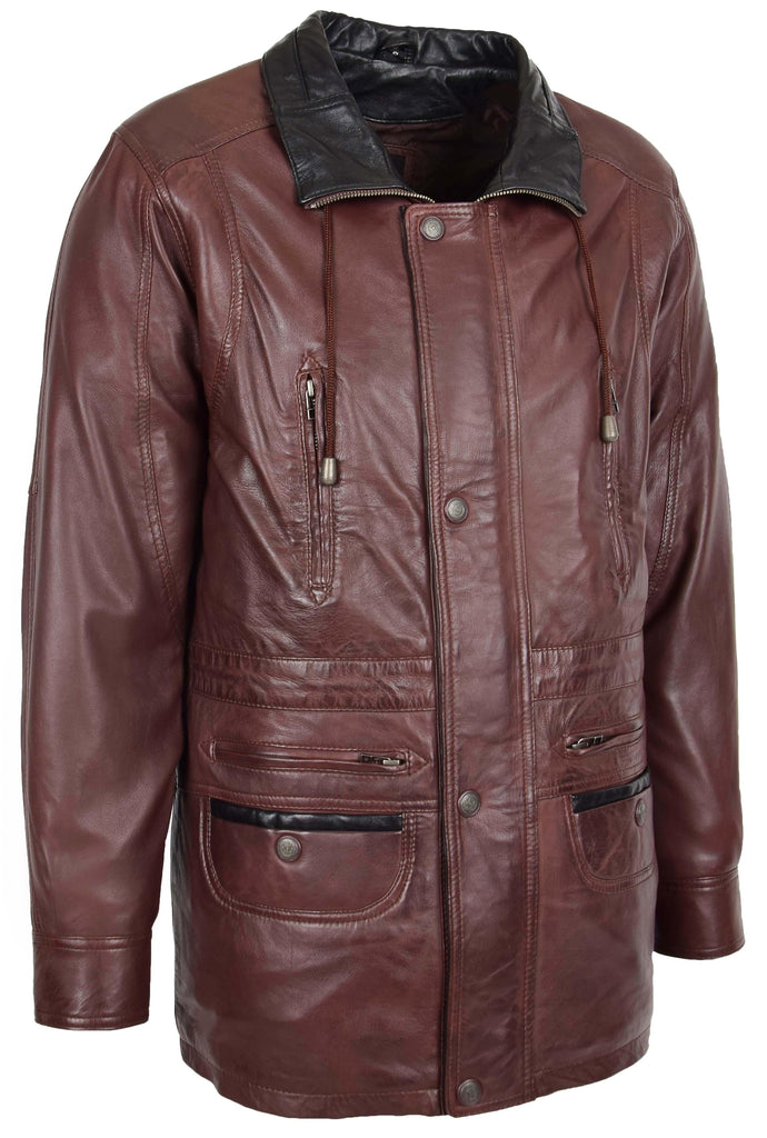 DR114 Men's Classic Leather Coat Brown 2