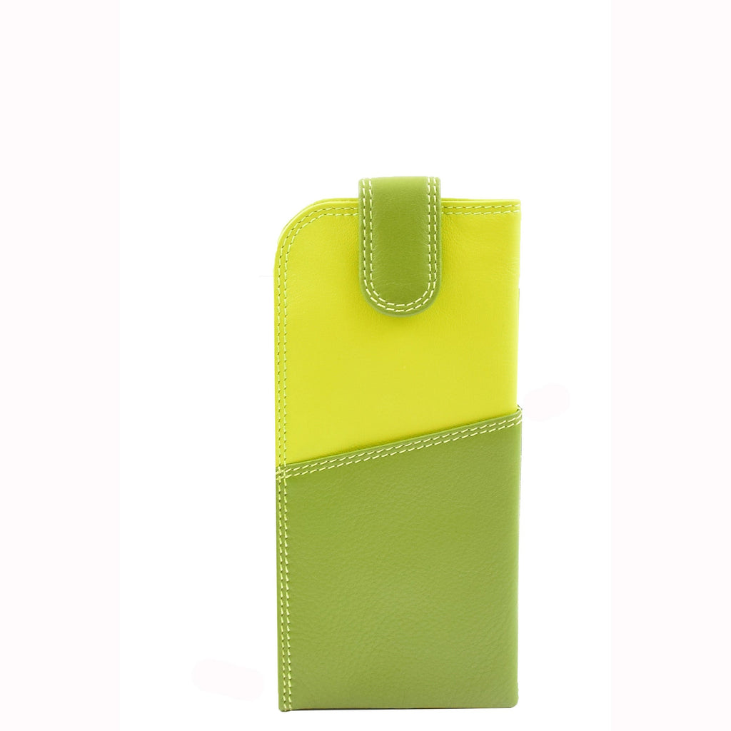 DR658 Stylish Genuine Leather Glasses Case Cover Lime Multi 3