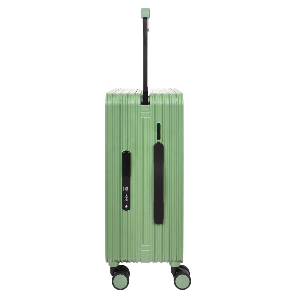 DR698 Cabin Size USB Port Suitcase Four Wheels Hard Shell Smart Luggage Green-3