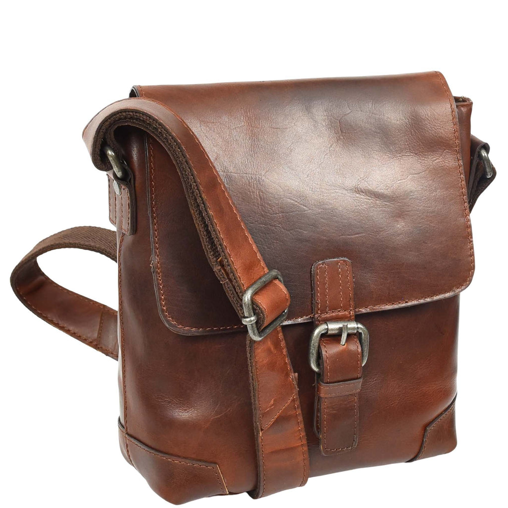 DR655 Men's Genuine Leather Cross Body Flight Bag Brown 3