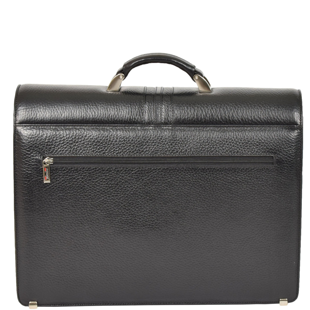 DR600 Men's Genuine Leather Cross Body Briefcase Black 3