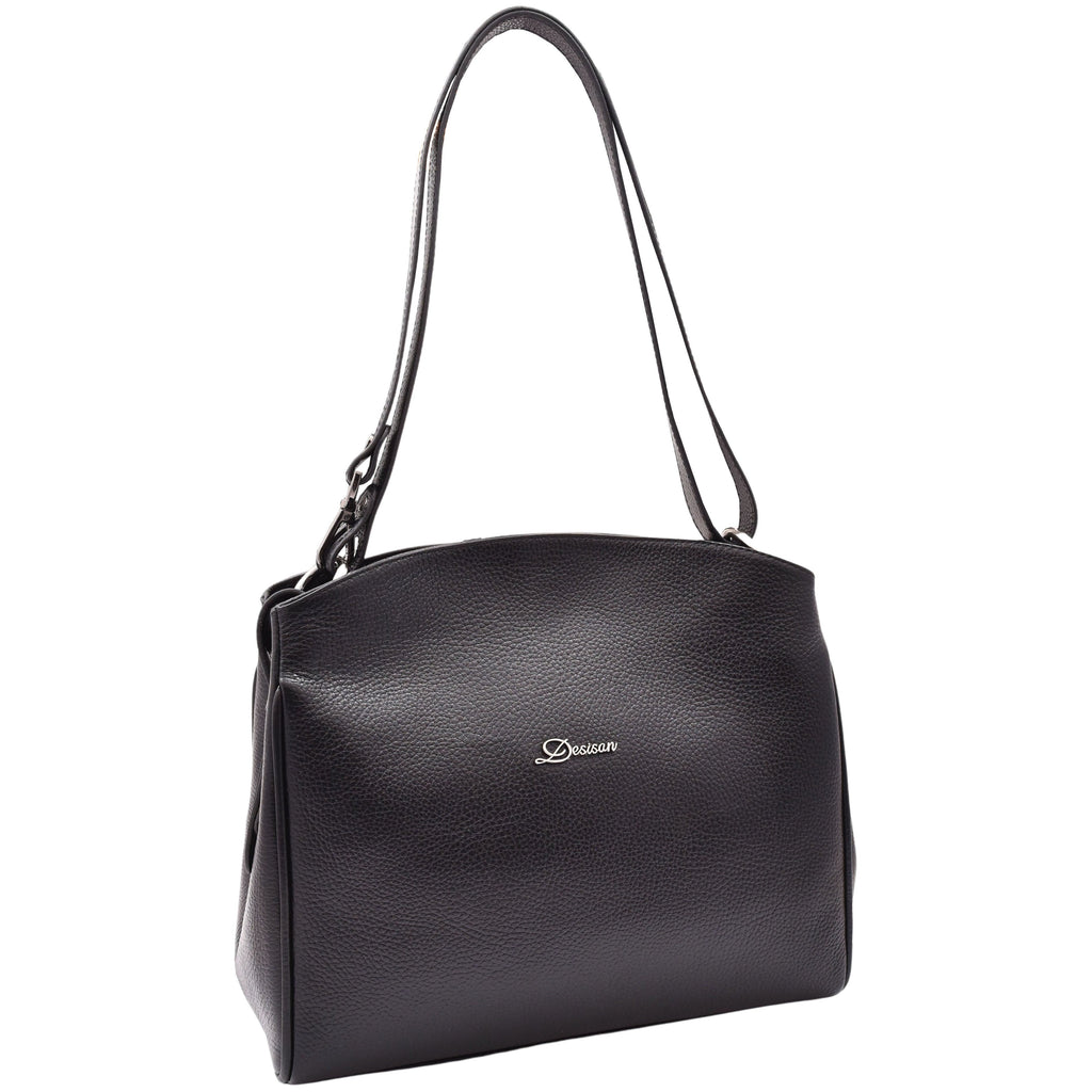 DR616 Women's Magnetic Snap Closure Leather Hobo Bag Black 3