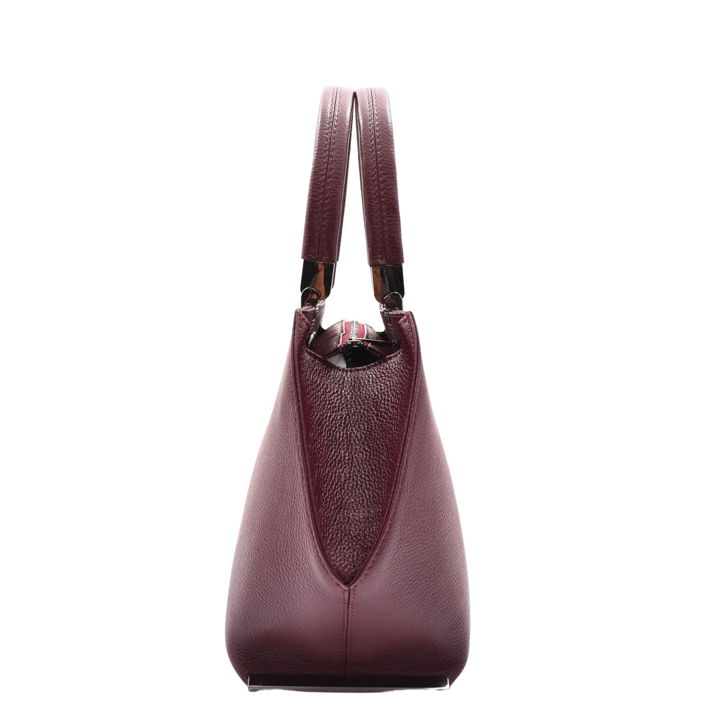 DR585 Women's Large Shoulder Bag With Classic Zip Opening Burgundy 3