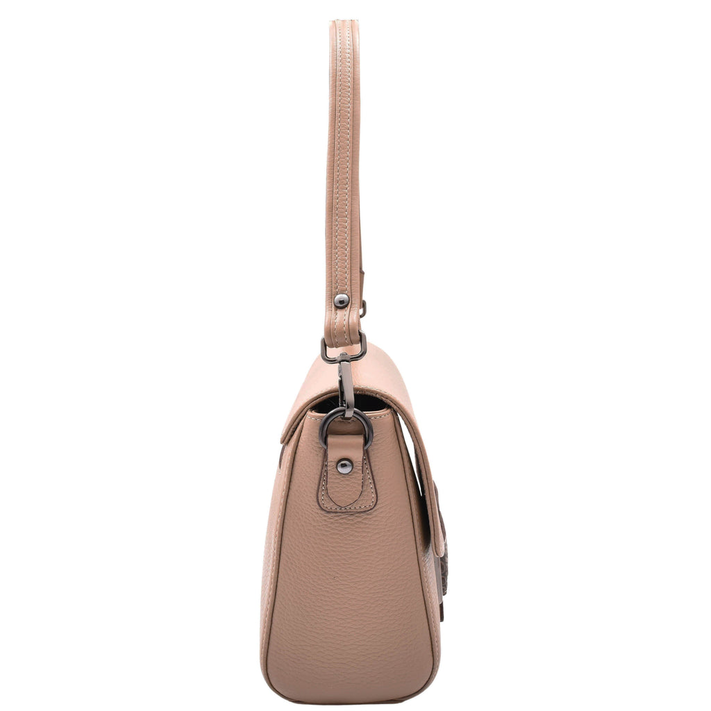 DR582 Women's Leather Adjustable Shoulder Strap Messenger Bag Taupe 3
