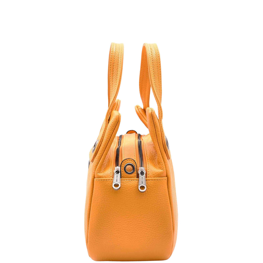 DR587 Women's Small Handbag Textured Leather Shoulder Bag Yellow 3