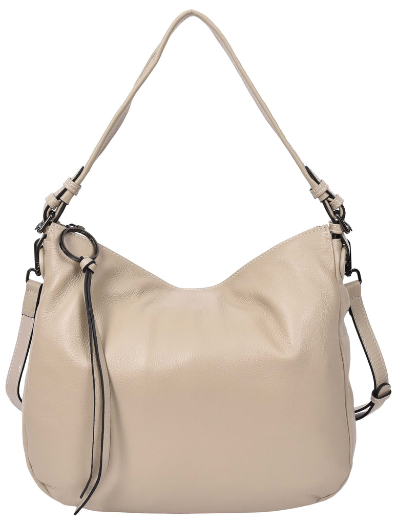 Ottawa Women's Genuine Leather Hobo Style Shoulder Handbag Taupe-3